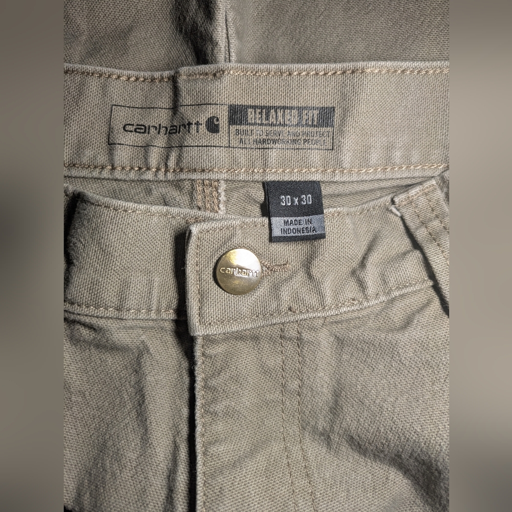 Carhartt Beige Work Pants Size 30x30 - Picture 4 of 11